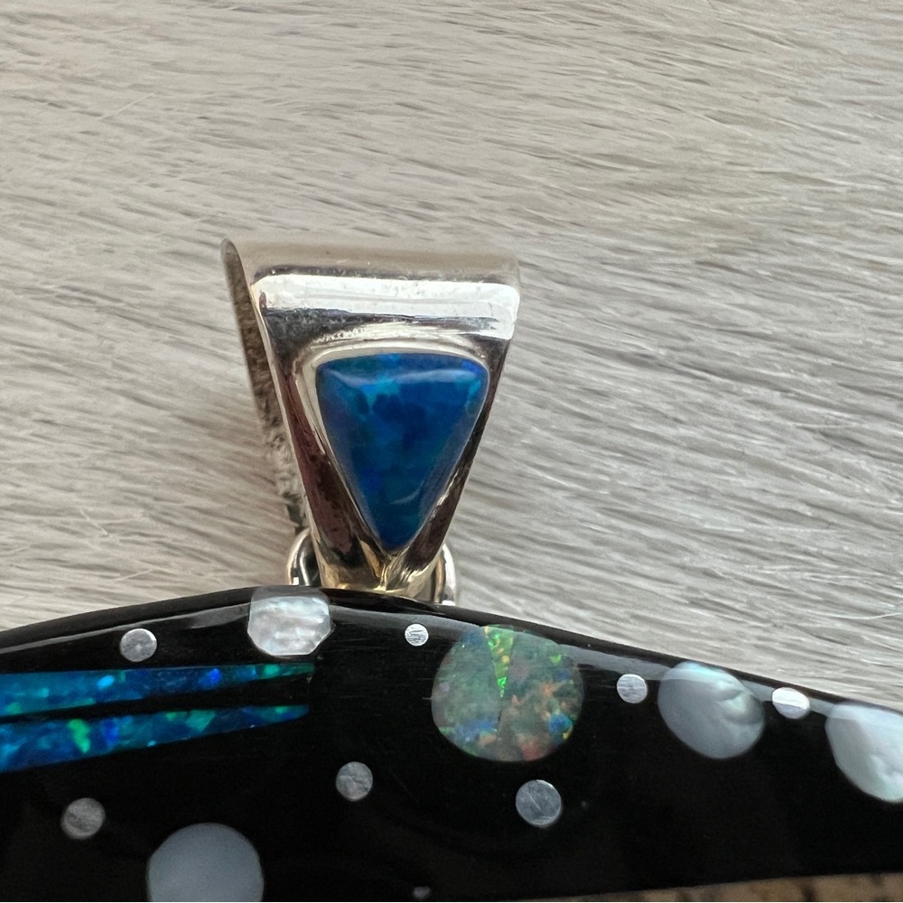 ❤️ Signed RD Zuni Galaxy Native American Navajo LG 925 Bear Pendant 13.6G Unisex - Picture 5 of 14